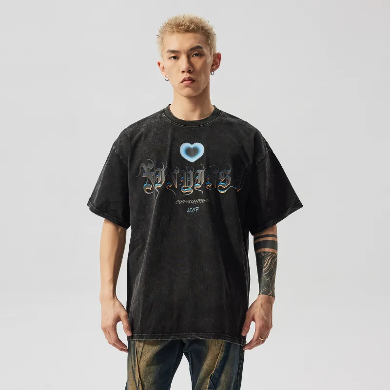XINYINSU Short Sleeved T Shirts Unisex Faded Black-3