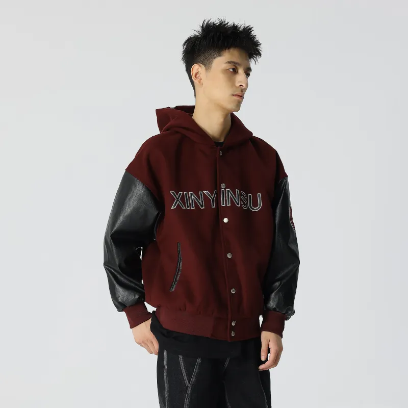 XINYINSU Baseball Jacket Unisex Black-13
