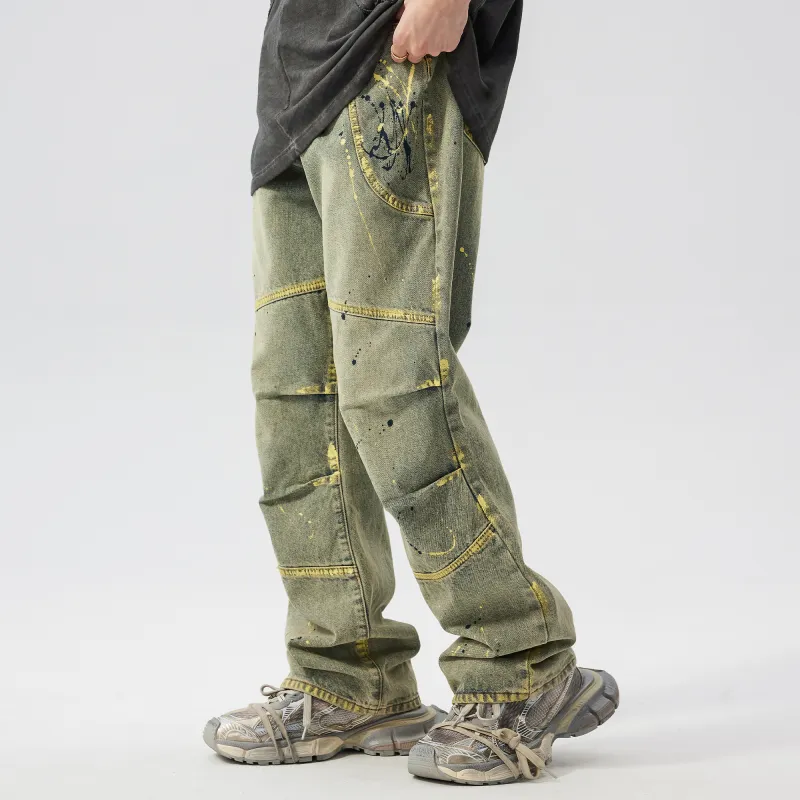 XINYINSU SS24 Jeans Unisex Yellow Mud-3