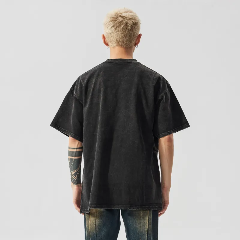 XINYINSU Short Sleeved T Shirts Unisex Faded Black-4