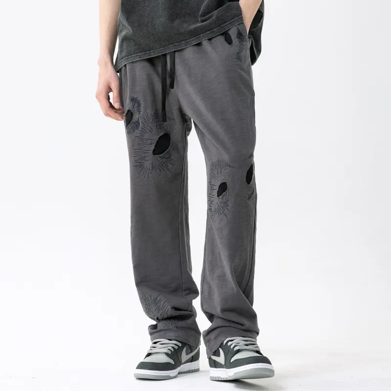 XINYINSU Wormhole Series Knitted Sports Pants Unisex Gray-4