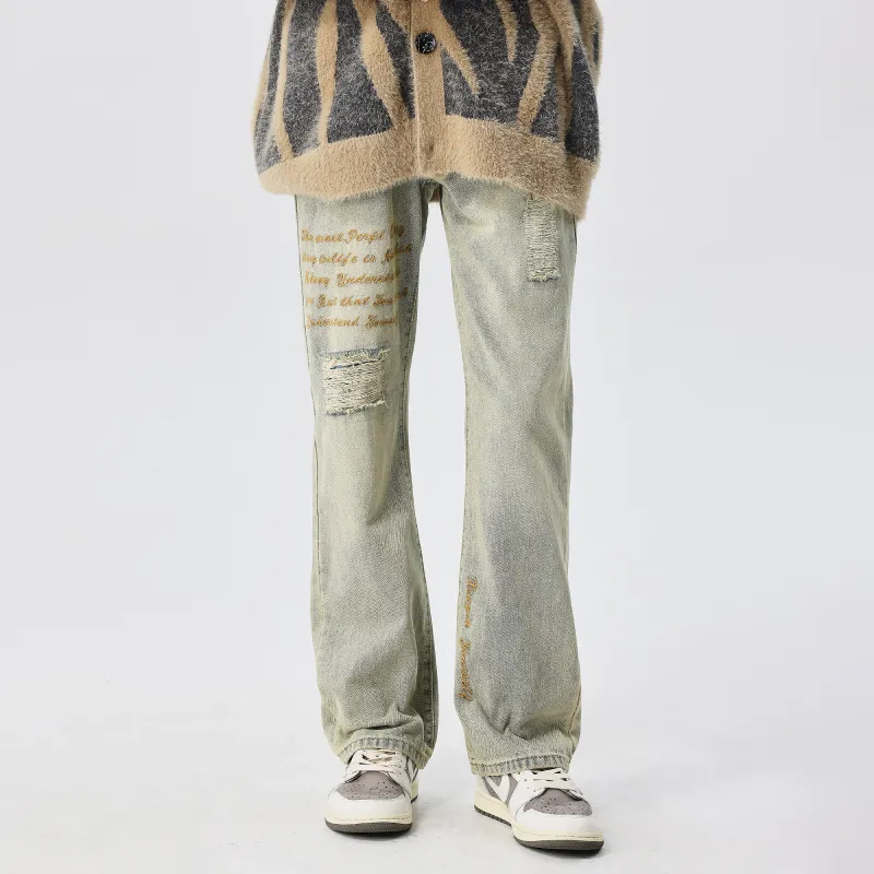 XINYINSU Jeans Unisex Yellow Mud-4
