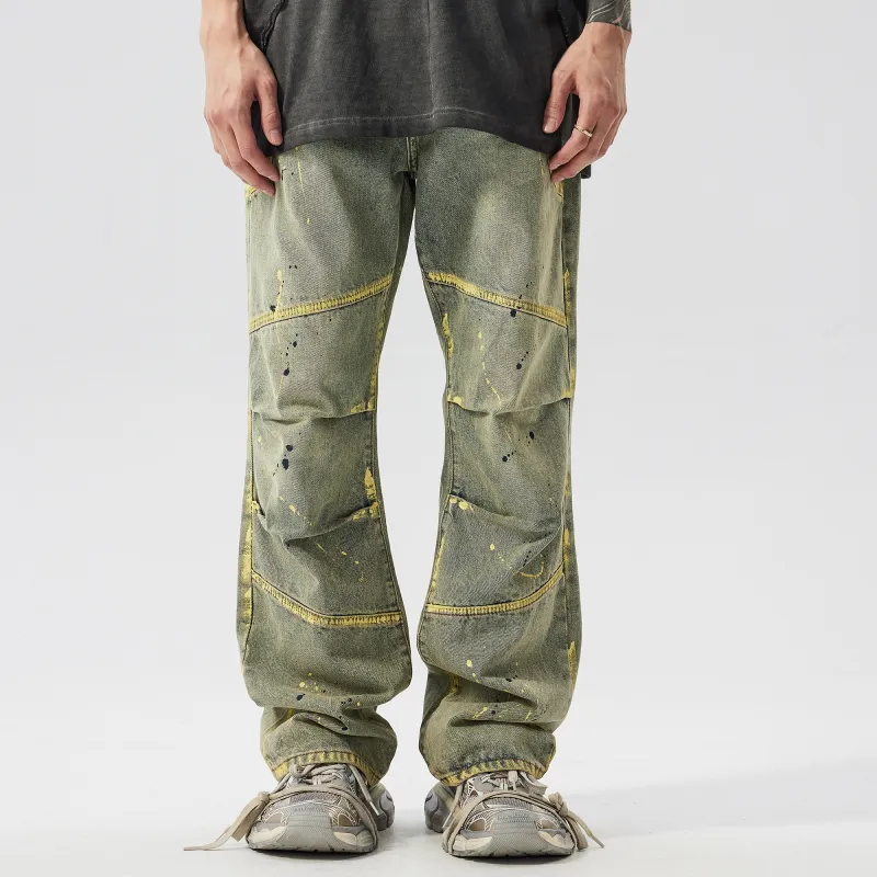 XINYINSU SS24 Jeans Unisex Yellow Mud-2
