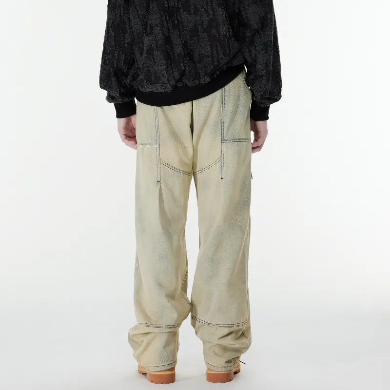 XINYINSU 24FW Jeans Unisex Yellow Mud-2