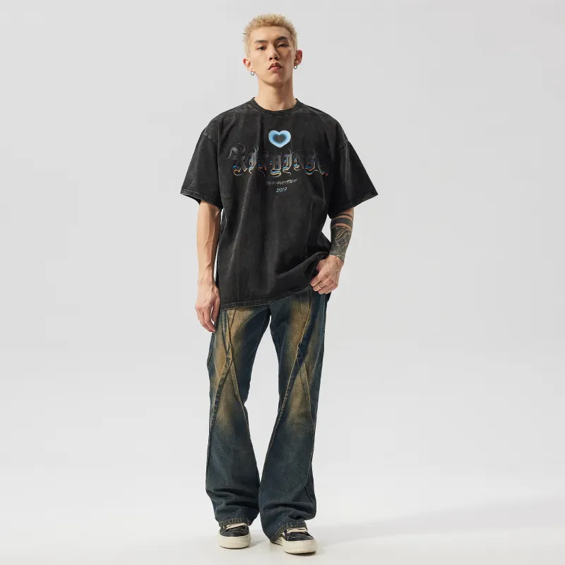 XINYINSU Short Sleeved T Shirts Unisex Faded Black-6