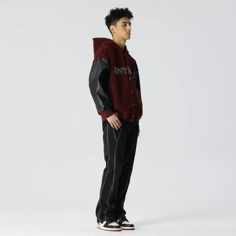 XINYINSU Baseball Jacket Unisex Black-14