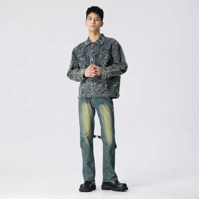 XINYINSU Deconstruct Stitching Unisex Denim Jacket-9