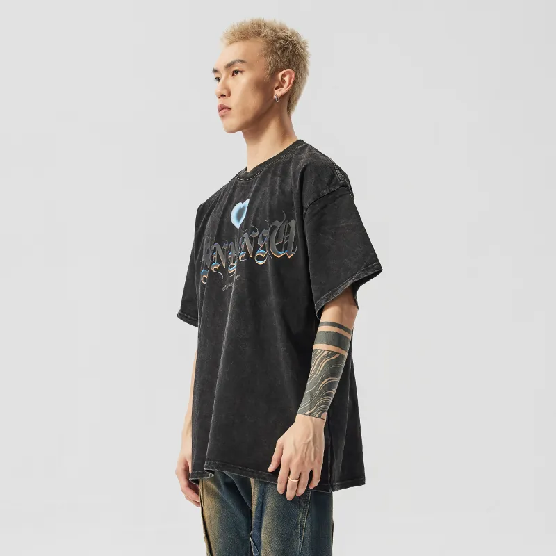 XINYINSU Short Sleeved T Shirts Unisex Faded Black-5