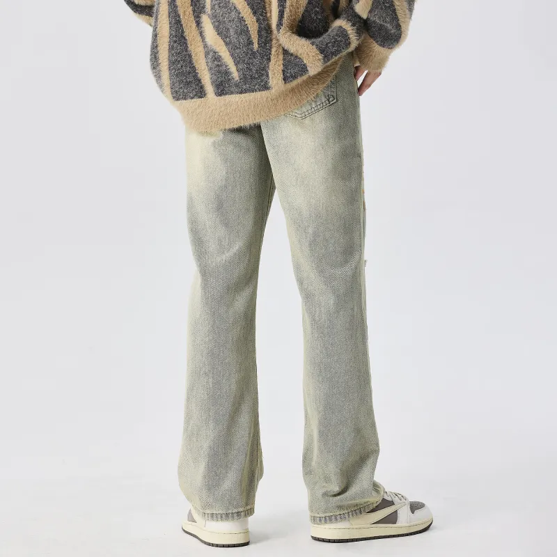 XINYINSU Jeans Unisex Yellow Mud-5