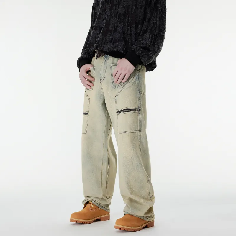 XINYINSU 24FW Jeans Unisex Yellow Mud-7