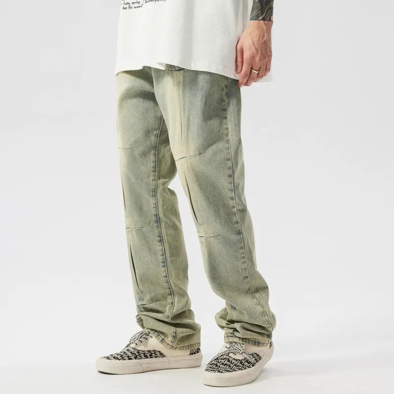 XINYINSU Jeans Unisex Yellow Mud-3