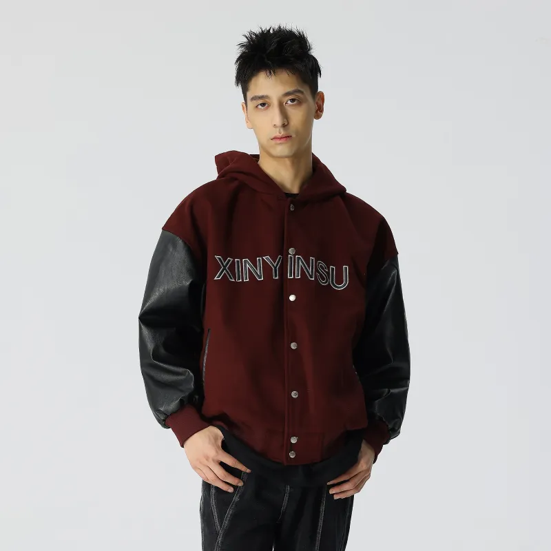 XINYINSU Baseball Jacket Unisex Black-9