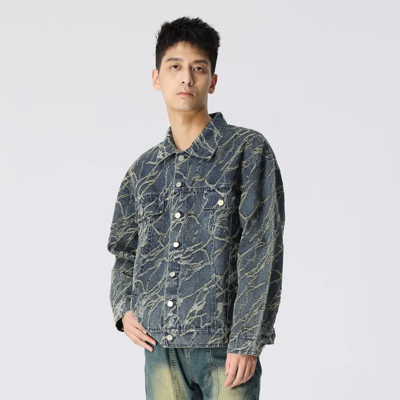 XINYINSU Deconstruct Stitching Unisex Denim Jacket-5