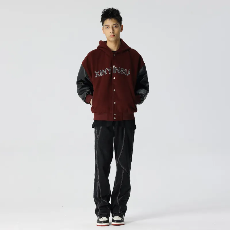 XINYINSU Baseball Jacket Unisex Black-16