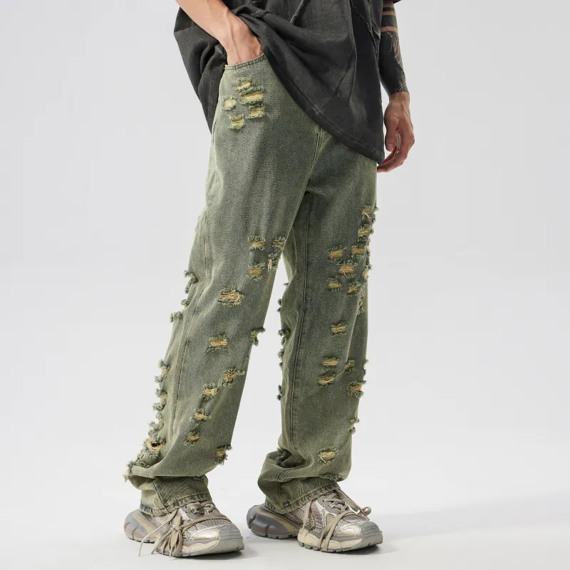 XINYINSU SS24 Jeans Unisex Yellow Mud-3