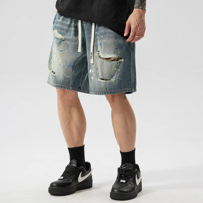 XINYINSU Denim Shorts Unisex Blue-3