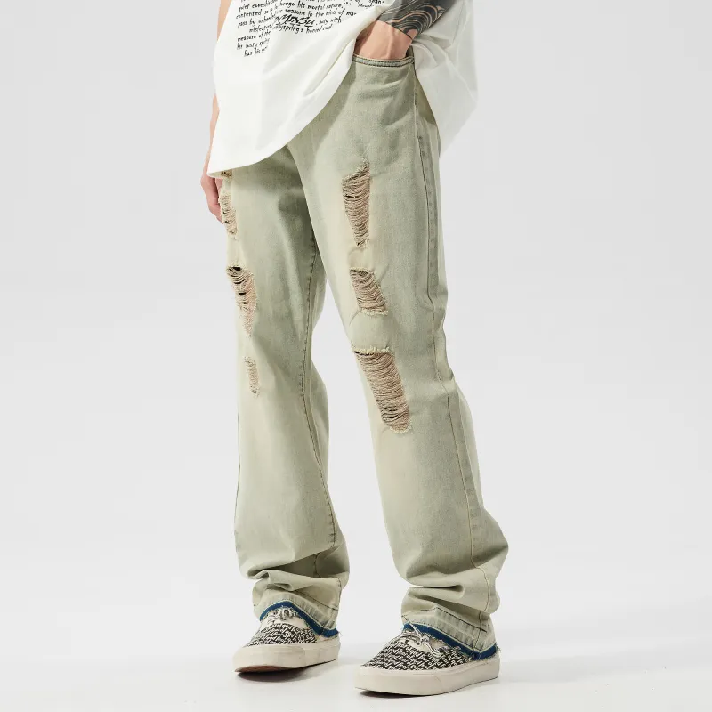 XINYINSU Jeans Unisex Yellow Mud-9