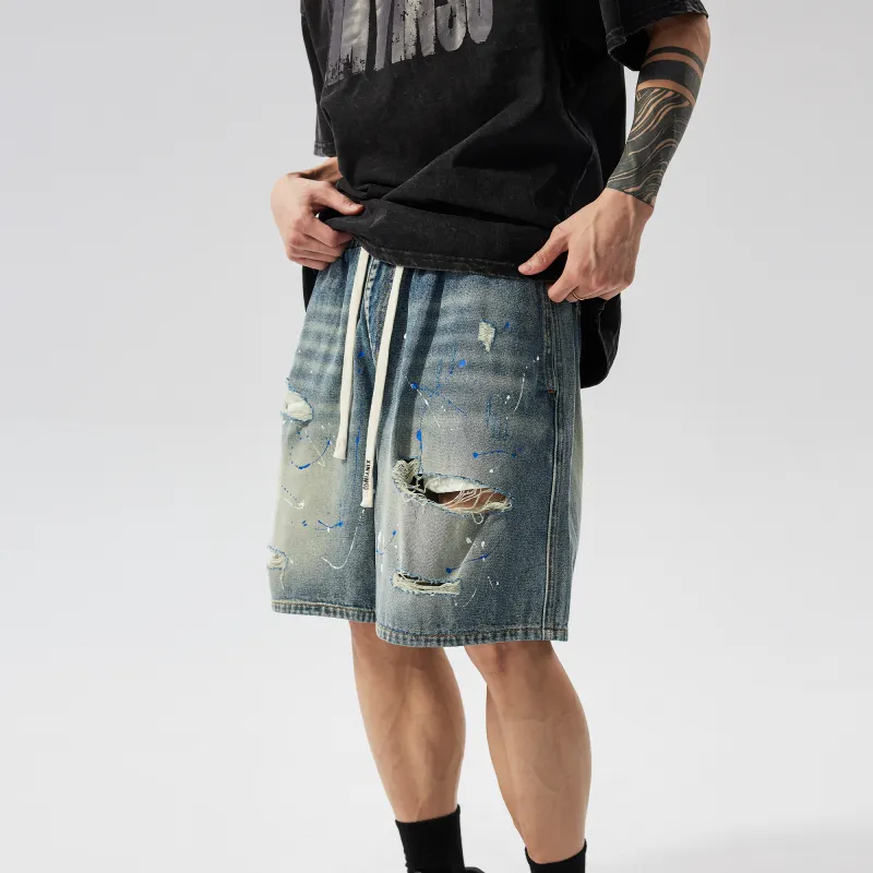 XINYINSU Denim Shorts Unisex Blue-5