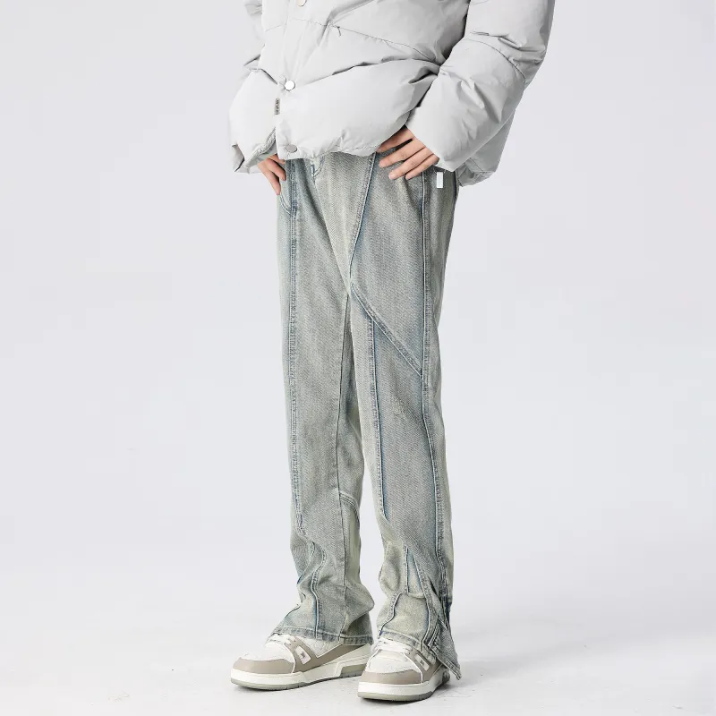 XINYINSU Holes And Zippers Design Unisex Jeans-4
