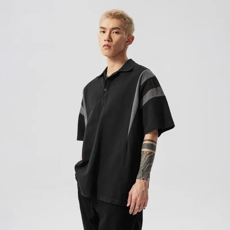 XINYINSU SS24 Summer Polo Shirt Unisex Couple's Black-3