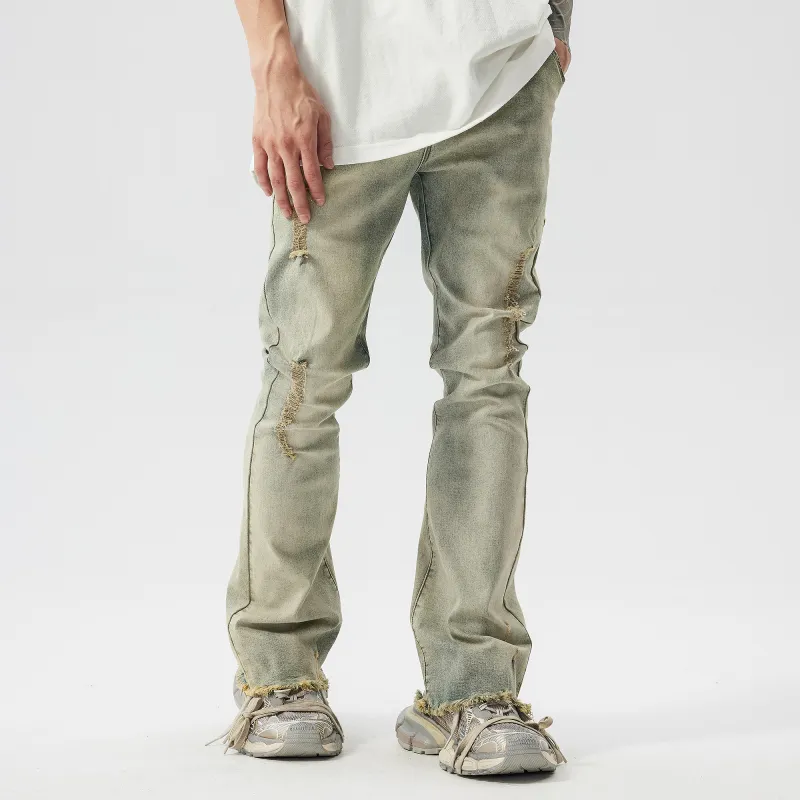 XINYINSU Jeans Unisex Yellow Mud-4