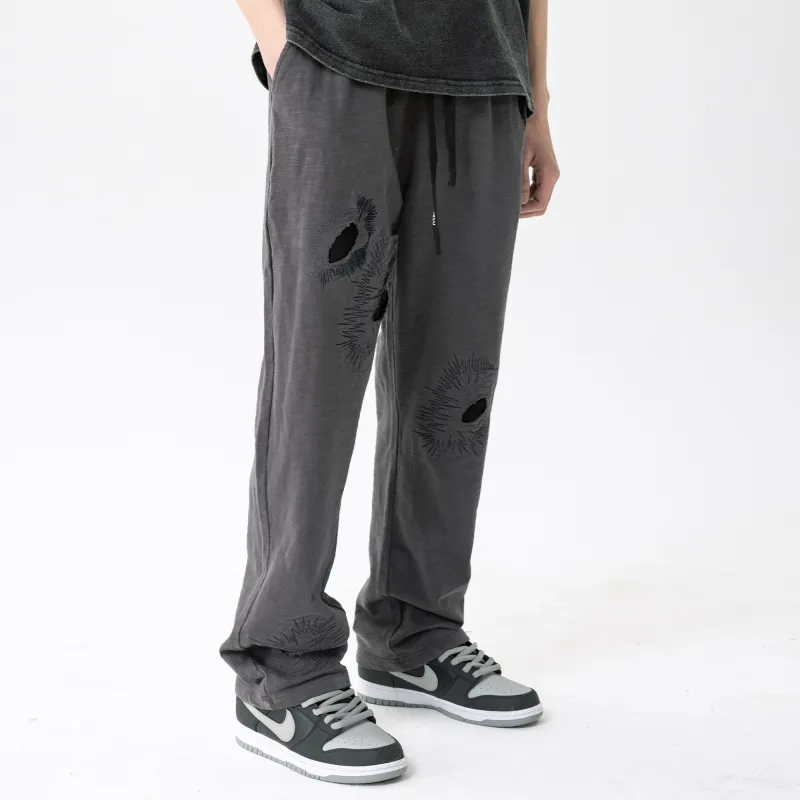XINYINSU Wormhole Series Knitted Sports Pants Unisex Gray-2
