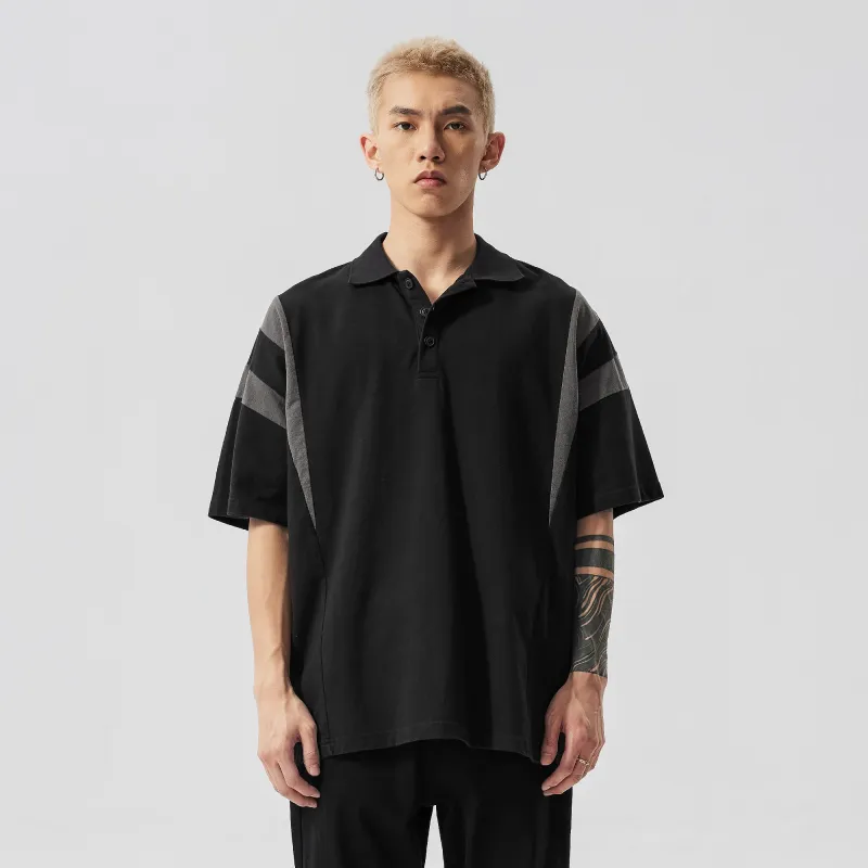 XINYINSU SS24 Summer Polo Shirt Unisex Couple's Black-2