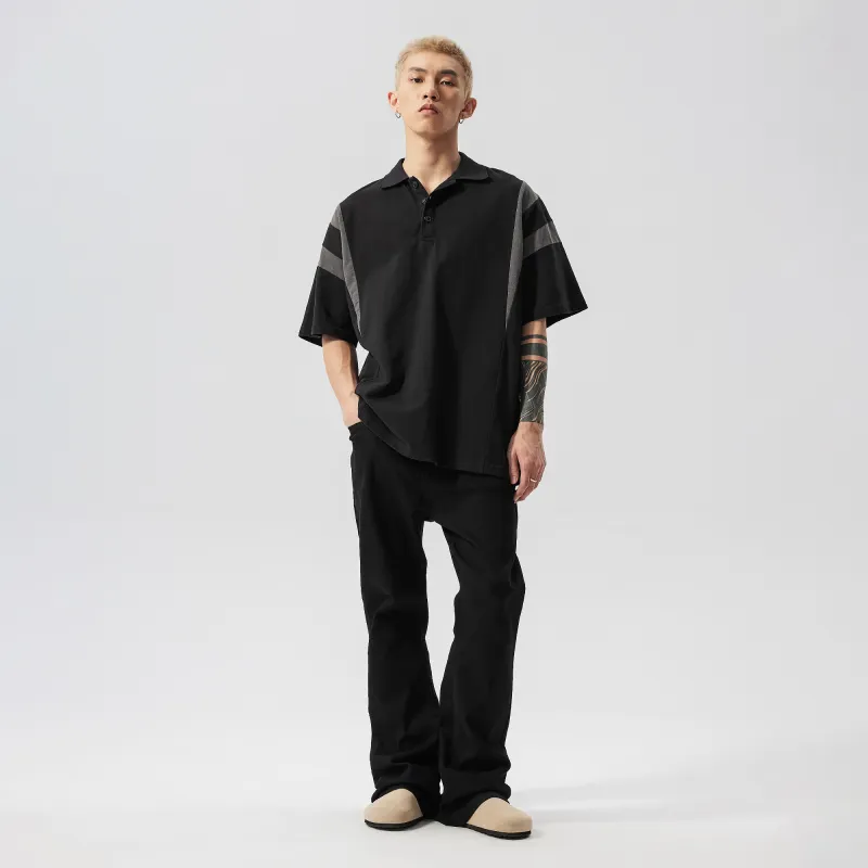 XINYINSU SS24 Summer Polo Shirt Unisex Couple's Black-6