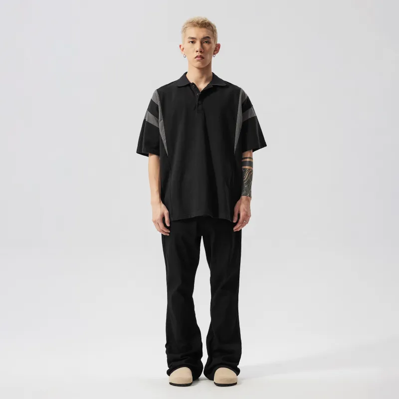 XINYINSU SS24 Summer Polo Shirt Unisex Couple's Black-7