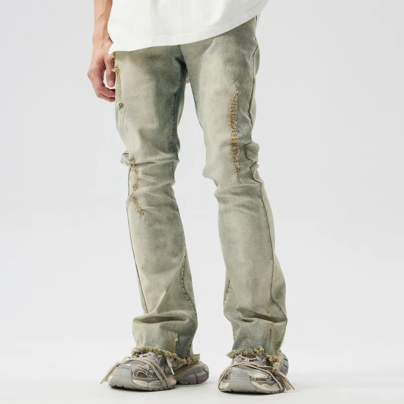 XINYINSU Jeans Unisex Yellow Mud-3