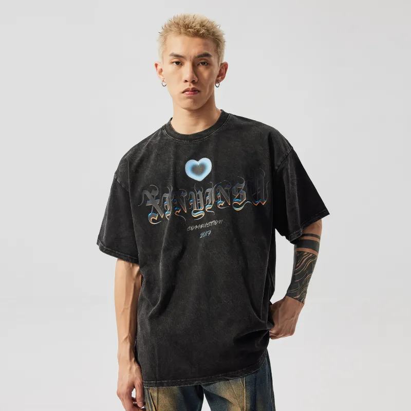 XINYINSU Short Sleeved T Shirts Unisex Faded Black-2