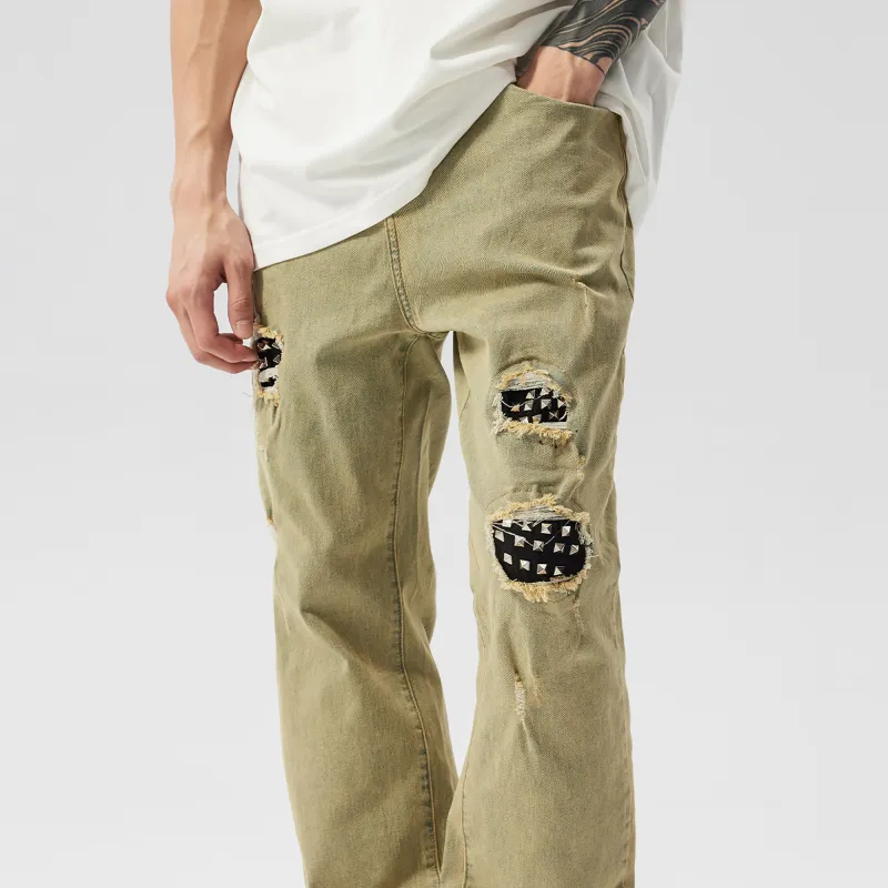 XINYINSU Jeans Unisex Yellow Mud-5