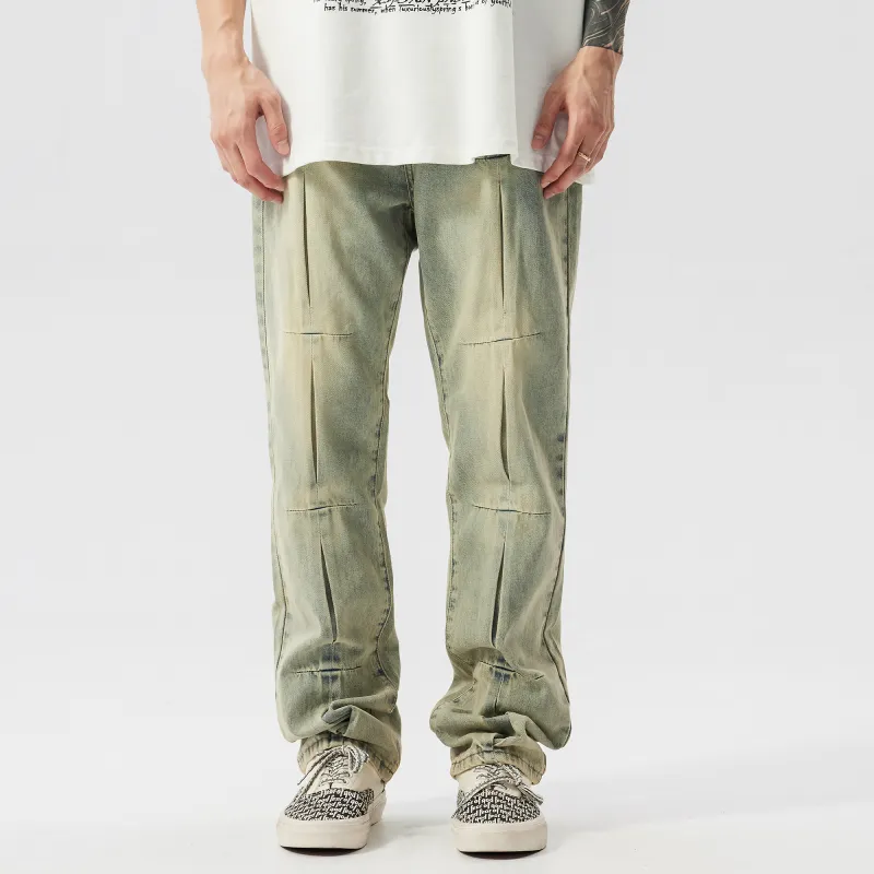 XINYINSU Jeans Unisex Yellow Mud-2