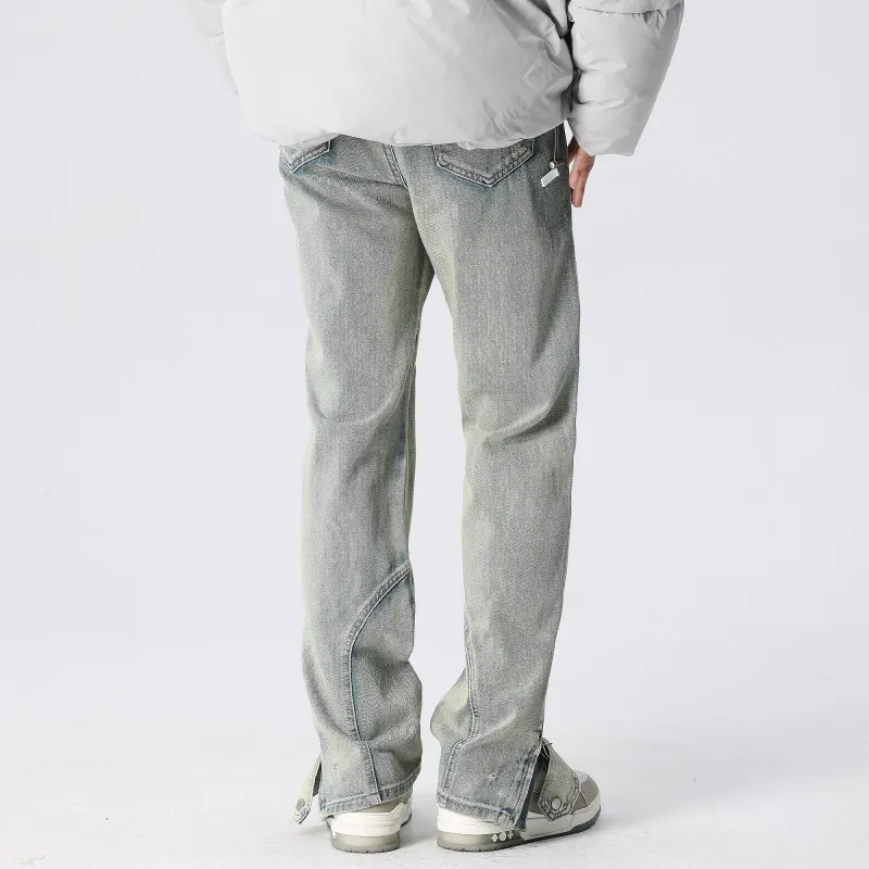 XINYINSU Holes And Zippers Design Unisex Jeans-5
