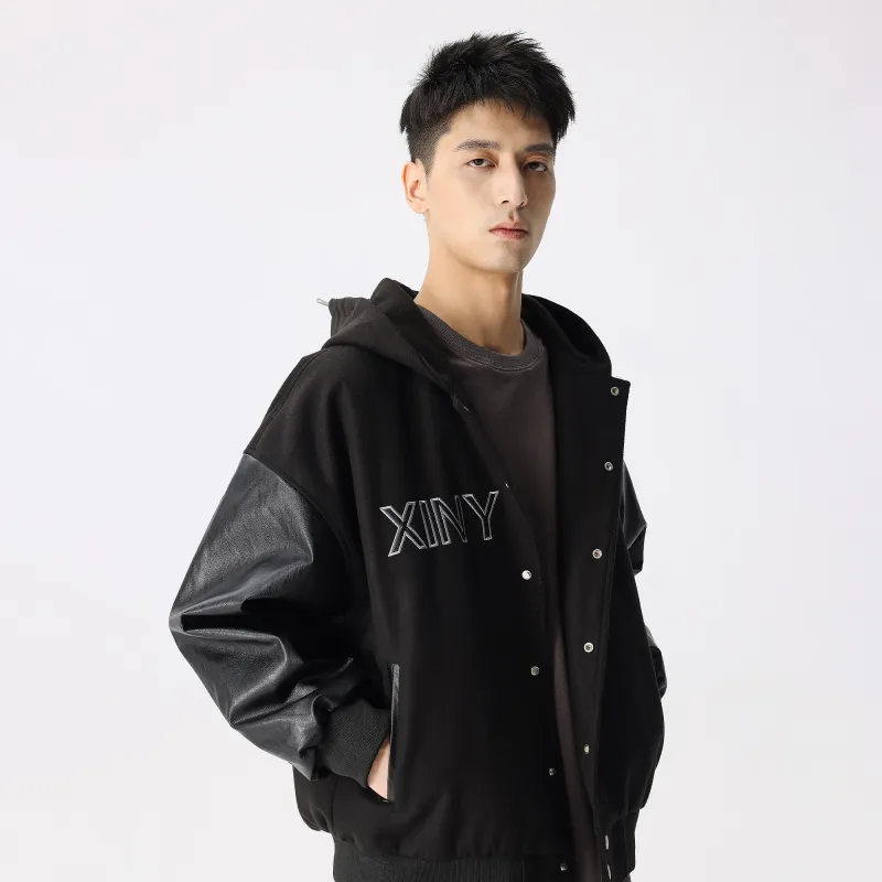 XINYINSU Baseball Jacket Unisex Black-3