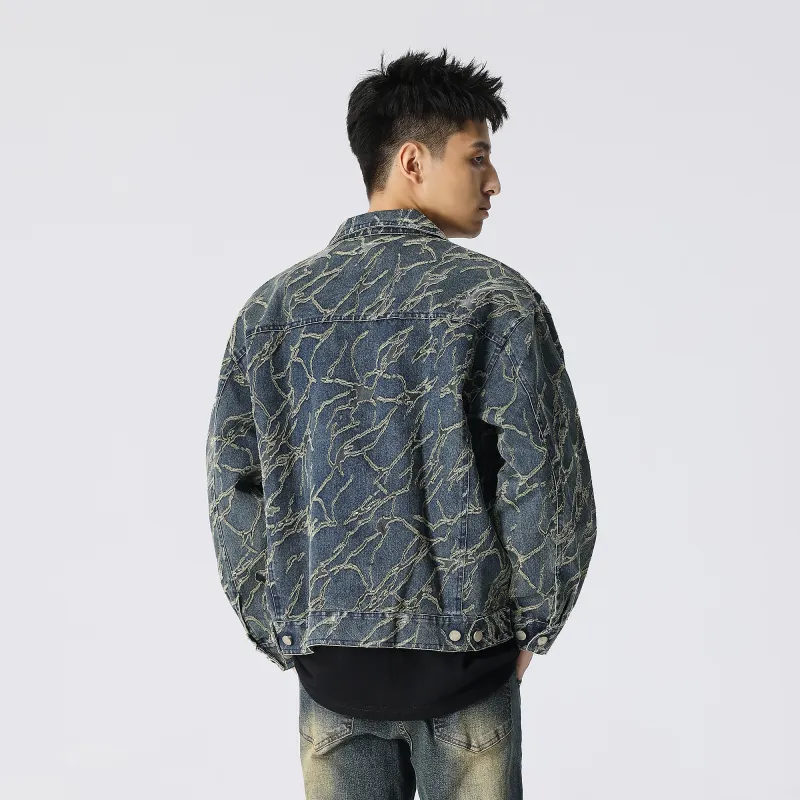 XINYINSU Deconstruct Stitching Unisex Denim Jacket-4