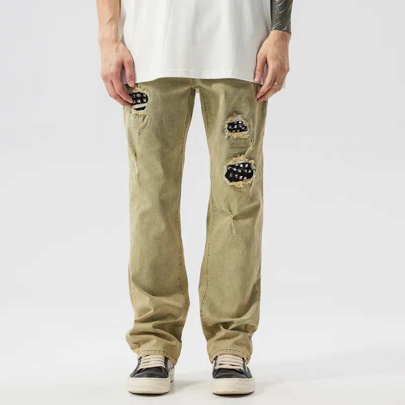 XINYINSU Jeans Unisex Yellow Mud-2