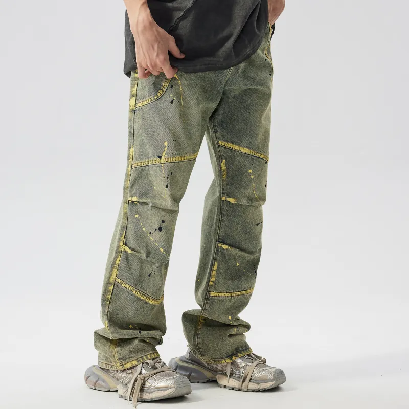 XINYINSU SS24 Jeans Unisex Yellow Mud-5