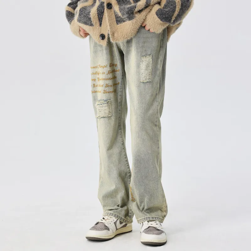 XINYINSU Jeans Unisex Yellow Mud-2