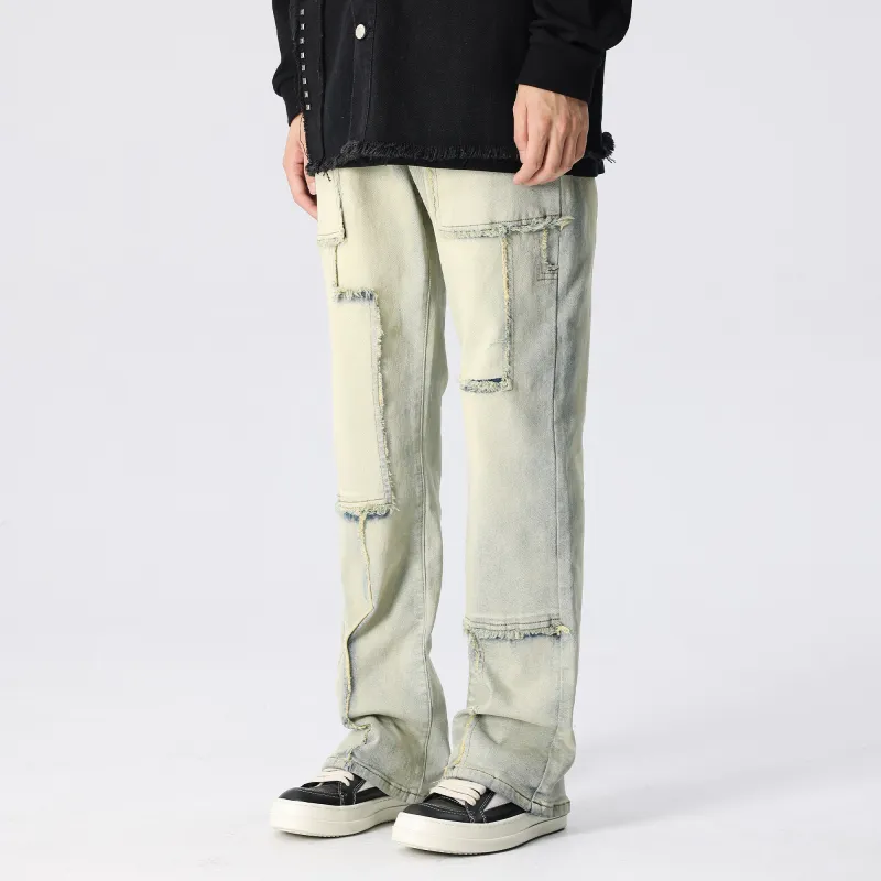 XINYINSU Jeans Unisex Yellow Mud-2