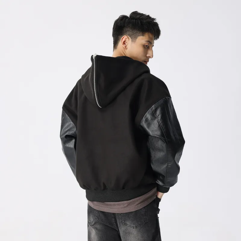 XINYINSU Baseball Jacket Unisex Black-4