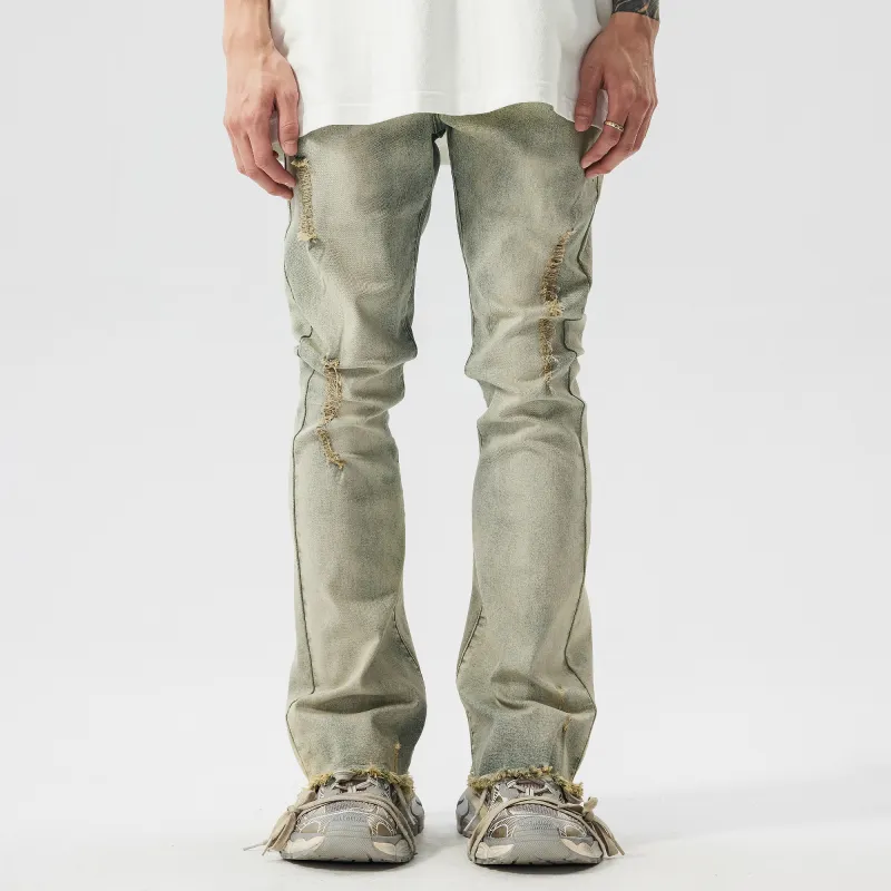 XINYINSU Jeans Unisex Yellow Mud-2