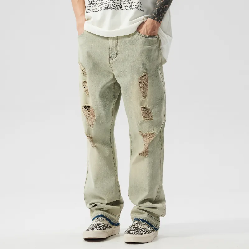 XINYINSU Jeans Unisex Yellow Mud-7