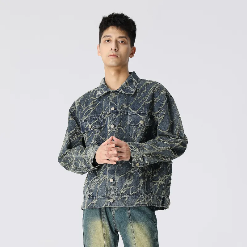 XINYINSU Deconstruct Stitching Unisex Denim Jacket-7