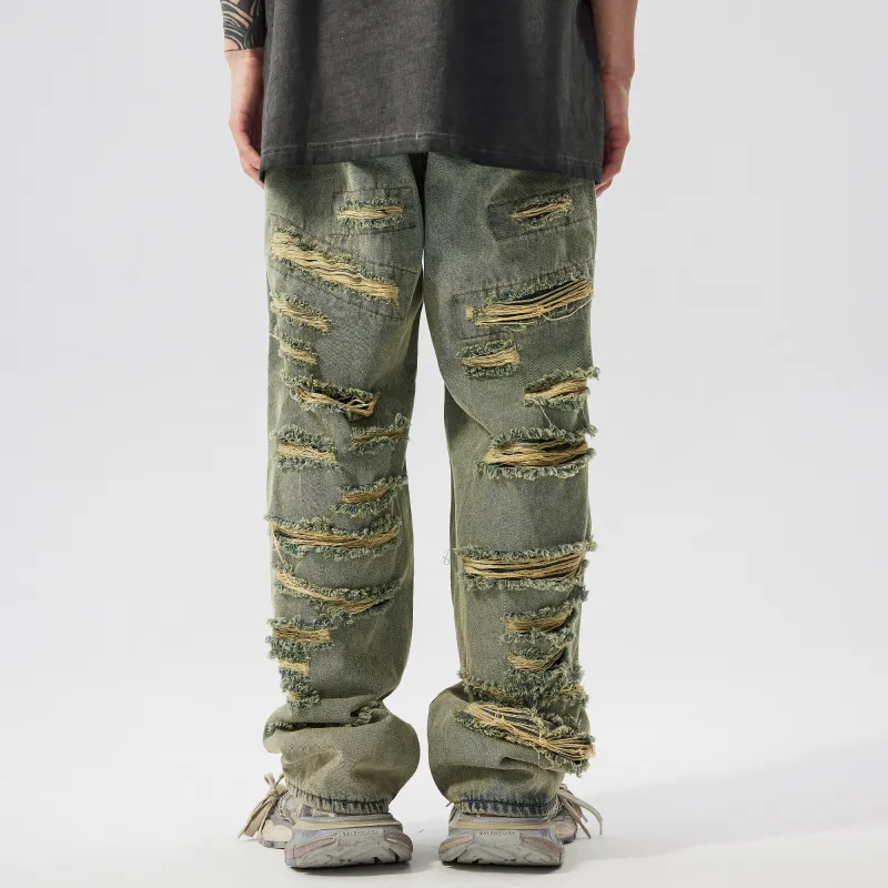 XINYINSU SS24 Jeans Unisex Yellow Mud-5