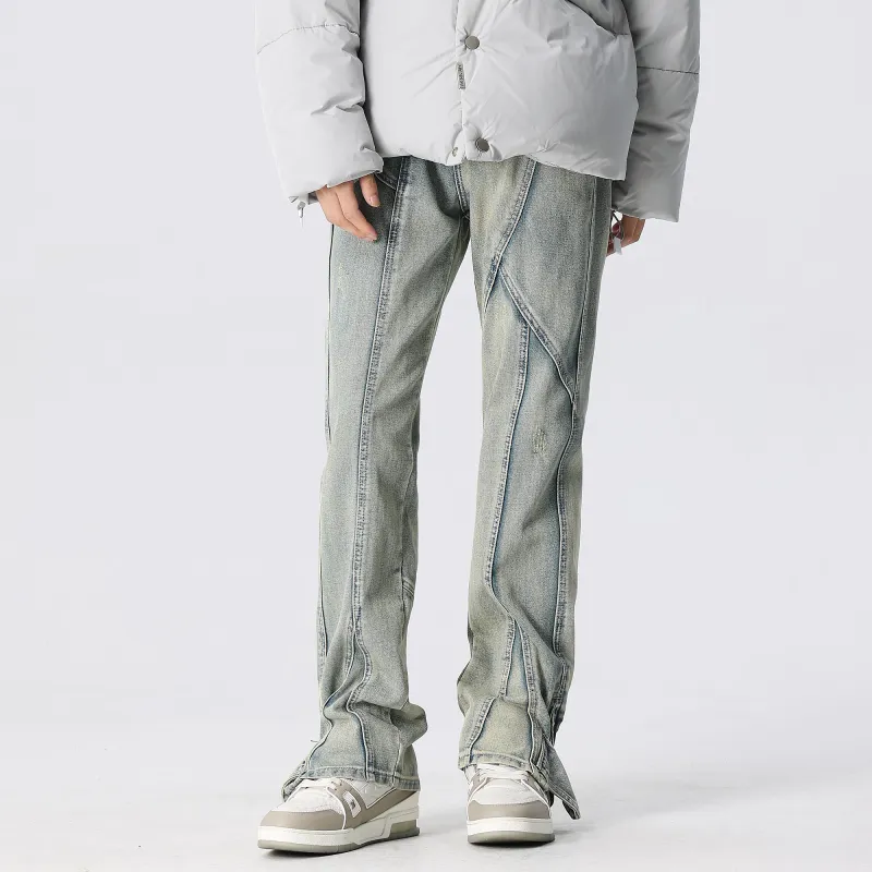 XINYINSU Holes And Zippers Design Unisex Jeans-3