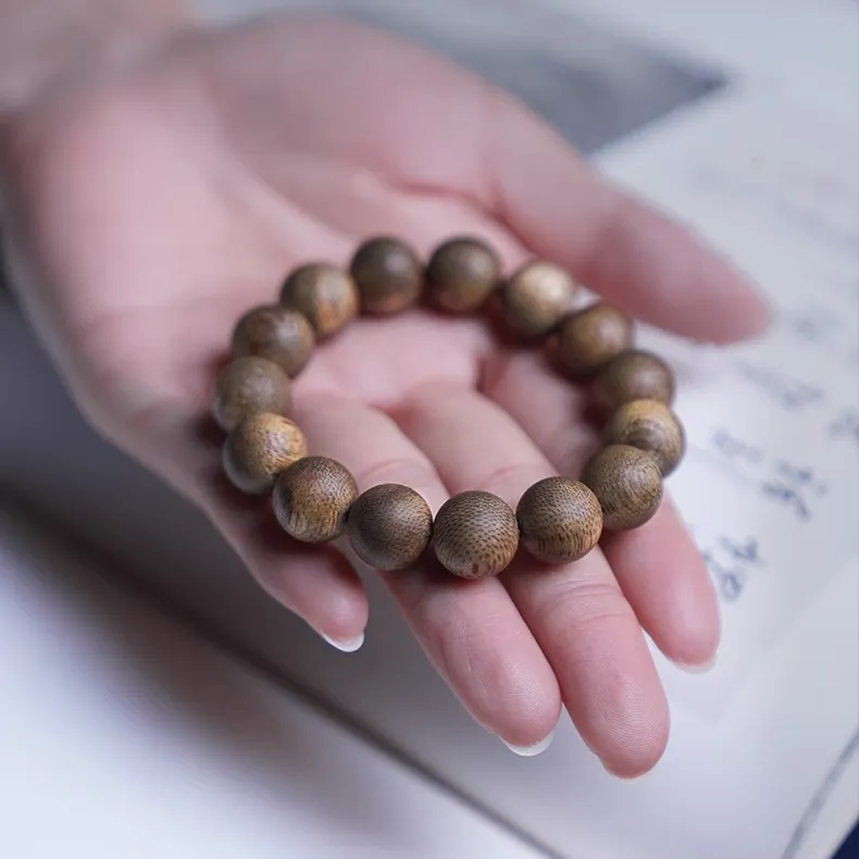 FANGYUANXIAOFU Fragrance Enhancer, Agarwood Single Wrap, Plain Beaded Bracelet Unisex-11