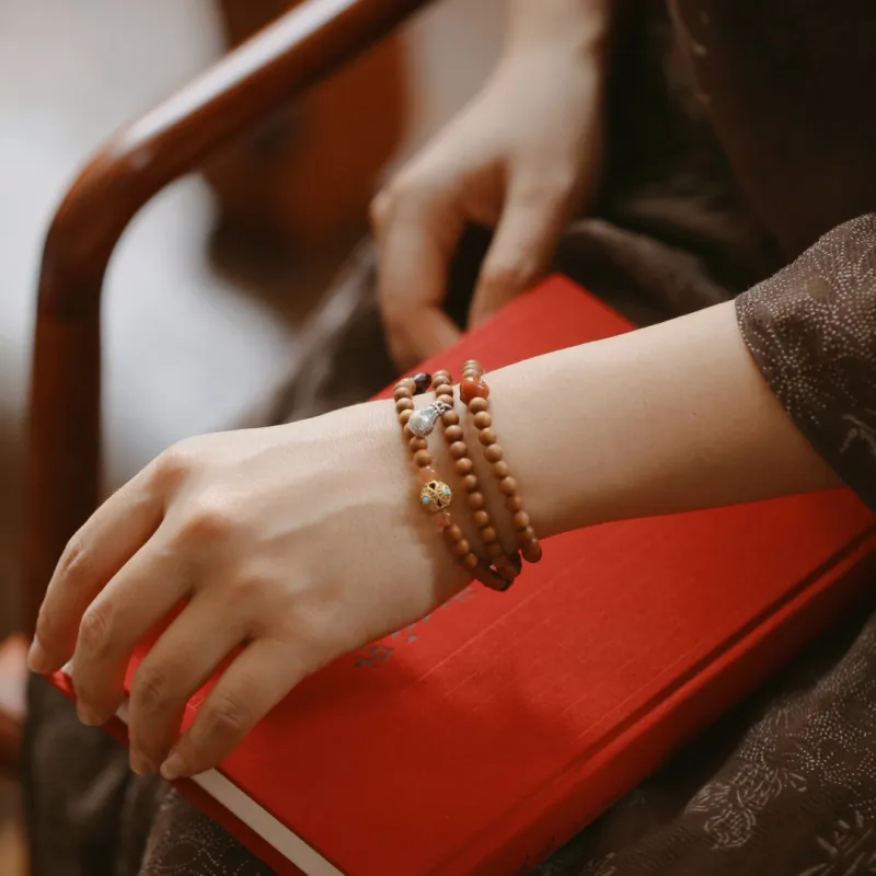FANGYUANXIAOFU Laoshan Sandalwood Wooden Bracelets Unisex-7