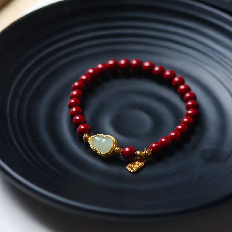 FANGYUANXIAOFU Reconstructed Cinnabar Bracelets Unisex-3