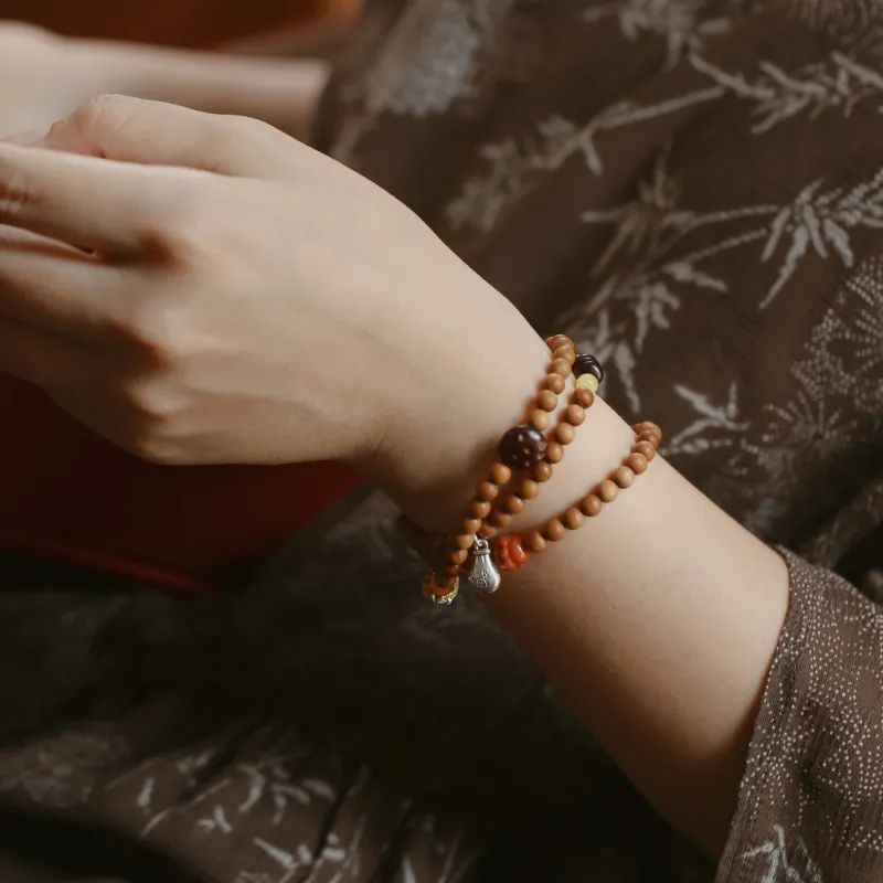 FANGYUANXIAOFU Laoshan Sandalwood Wooden Bracelets Unisex-6